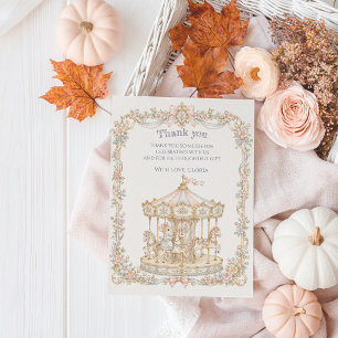 Sprookjesachtige Vintage Pretpark Baby Shower Bedankkaart