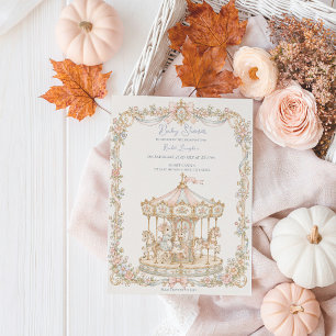 Sprookjesachtige Vintage Pretpark Baby Shower Kaart