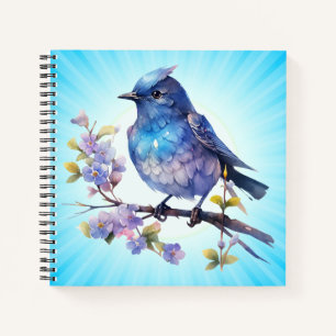 Sprookjesachtige Vogel Bloemen aquarel Clipart-736 Notitieboek