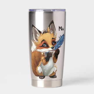 Sprookjesachtige Vos met een Veer Geïsoleerde Drinkbeker