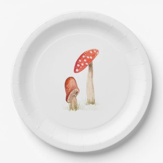 Sprookjesachtige Waterverf Bos Paddenstoelen Papieren Bordje