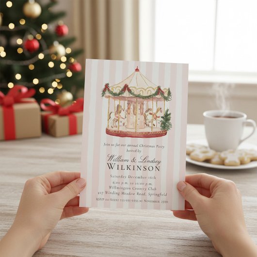 Sprookjesachtige Waterverf Draaimolen Kerstborrel Kaart
