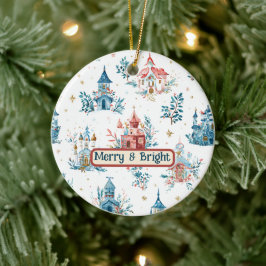 Sprookjesachtige waterverf kerstpatroon ornament