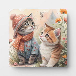 Sprookjesachtige Waterverf Kittens in een Herfsttu Fotoplaat