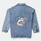 Sprookjesachtige Witte Fee Kat Blauwe Paddenstoel  Denim Jacket (Achterkant)