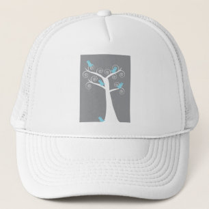 Sprookjesachtige Witte Spiraalboom met Blauwe Voge Trucker Pet