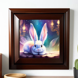 Sprookjesachtige witte Waterverf Bunny Poster