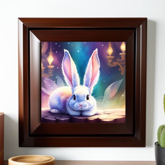 Sprookjesachtige witte Waterverf Bunny Poster