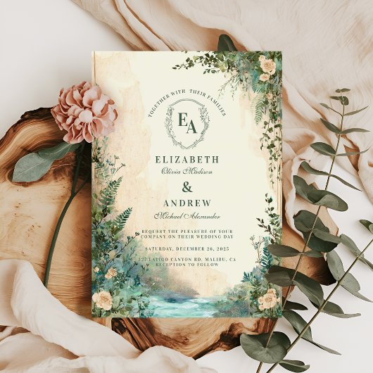 Sprookjesachtige Woodland Outdoor Boho Wedding Kaart