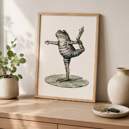 Sprookjesachtige Yoga Kikker op Waterlelie Poster