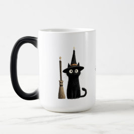 Sprookjesachtige Zwarte Kat Gelukkig Halloween Magische Mok