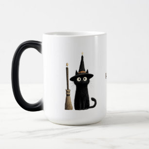 Sprookjesachtige Zwarte Kat Gelukkig Halloween Magische Mok