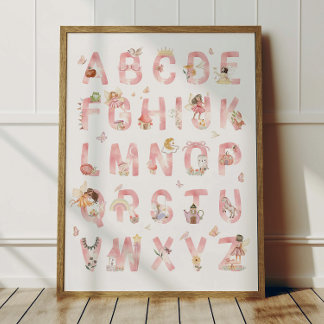 Sprookjesalfabet ABC Poster Kinderkamer Decoratie
