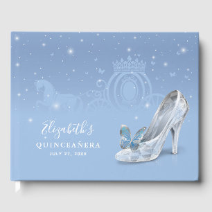 Sprookjesbaby blauw zilveren Assepoester Quinceañe Gastenboek