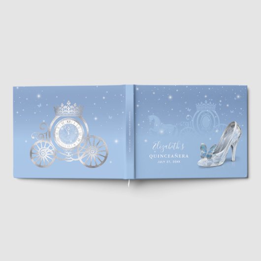 Sprookjesbaby Blauwe Zilveren Assepoester Quinceañ Gastenboek (Volledig)