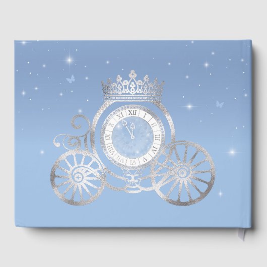 Sprookjesbaby Blauwe Zilveren Assepoester Quinceañ Gastenboek (Achterkant)