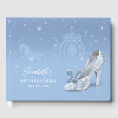 Sprookjesbaby Blauwe Zilveren Assepoester Quinceañ Gastenboek (Voorkant)