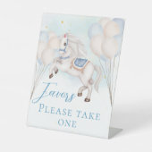 Sprookjesbaby Pony Blauwe ballon ster Favors Reclamebord Met Voetstuk (Voorkant)