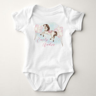 Sprookjesbaby Pony roze ballonnen Verjaardagsmeisj Romper