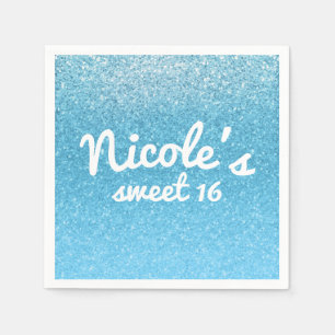Sprookjesblauw glinsterende Sweet 16 verjaardagsfe Servetten