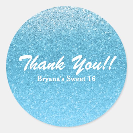 Sprookjesblauw Glitter Sweet 16-feest Ronde Sticker (Voorkant)