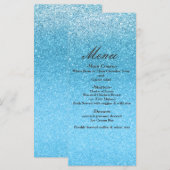 Sprookjesblauw glitters feestmenu voor Sweet 16 gl Menu (Voorkant / Achterkant)