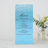 Sprookjesblauw glitters feestmenu voor Sweet 16 gl Menu (Staand voorkant)