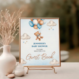 Sprookjesblauw Teddy Guestbook Bord Poster
