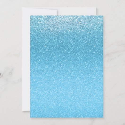 Sprookjesblauwe Glitter Sweet 16 Feest Uitnodiging (Achterkant)