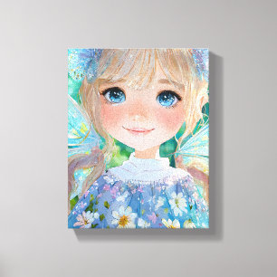 Sprookjesblauwe kleuren kunst wanddecor canvas afdruk