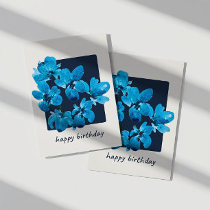 Sprookjesblauwe Waterverf Bloemen Verjaardagskaart Kaart
