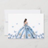 Sprookjesbloem Dusty Blue Princess Quinceañera RSVP Kaartje (Achterkant)