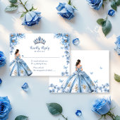 Sprookjesbloem Dusty Blue Princess Quinceañera RSVP Kaartje