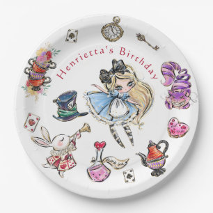 Sprookjesboek Alice Verjaardagsfeest Borden Papieren Bordje