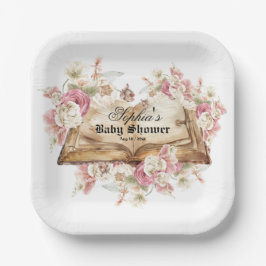 Sprookjesboek Bloemen Roos Baby Shower Papieren Bordje