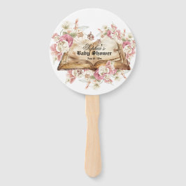 Sprookjesboek Bloemen Roze Baby Shower Handwaaier
