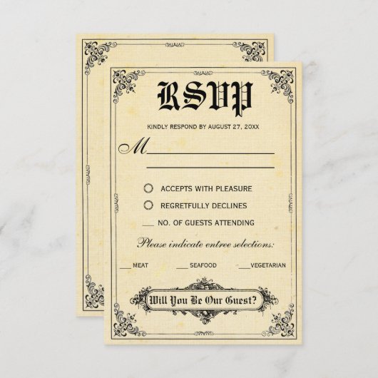 Sprookjesboek Bruiloft RSVP Kaarten (Voorkant / Achterkant)