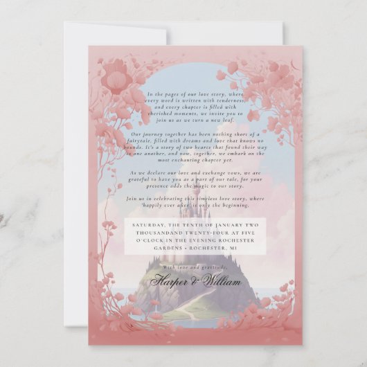 sprookjesboek bruiloft uitnodiging (Achterkant)