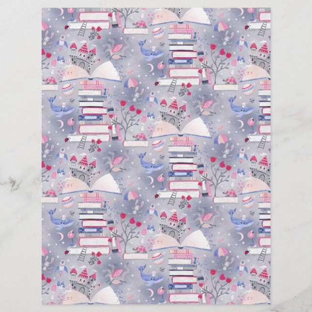 Sprookjesboek Castle Grey Scrapbook Paper (Voorkant)