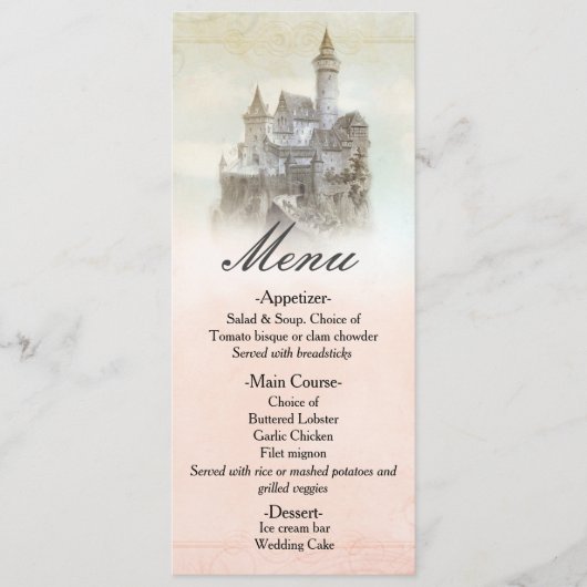 Sprookjesboek Castle Wedding Menu Kaart (Voorkant)