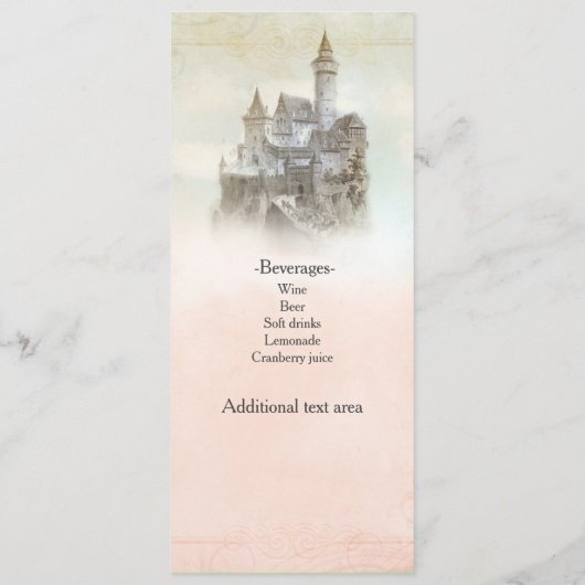 Sprookjesboek Castle Wedding Menu Kaart (Achterkant)