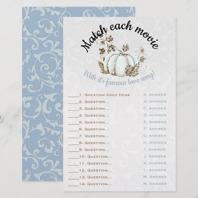 Sprookjesboek Goud Witte Pompoen Bruidsmatch Game (Voorkant / Achterkant)