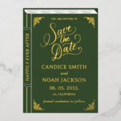 Sprookjesboek Hoesje Green Wedding Save the Date Folie Uitnodiging (Voorkant)