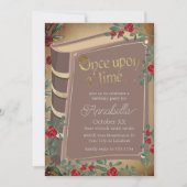 Sprookjesboek Hoesje met rode rozen op perkament Kaart (Voorkant)