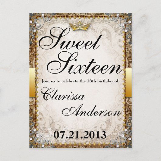  sprookjesboek Sweet Sixteen Invites Uitnodiging Briefkaart (Voorkant)