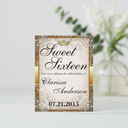  sprookjesboek Sweet Sixteen Invites Uitnodiging Briefkaart (Staand voorkant)