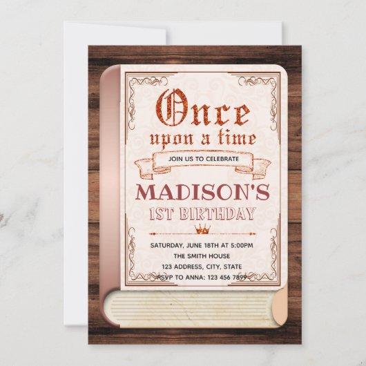 Sprookjesboek verjaardagsuitnodiging kaart (Voorkant)