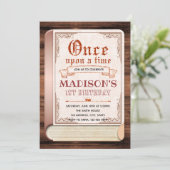 Sprookjesboek verjaardagsuitnodiging kaart (Staand voorkant)