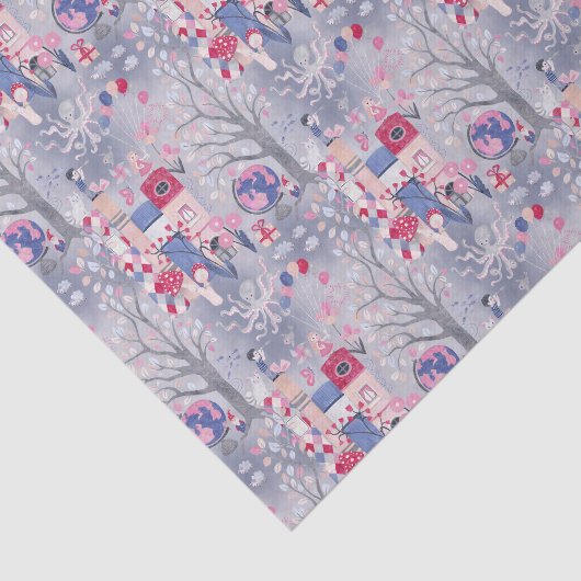 Sprookjesboeken en magische wezens grijs tissuepapier (Detail)