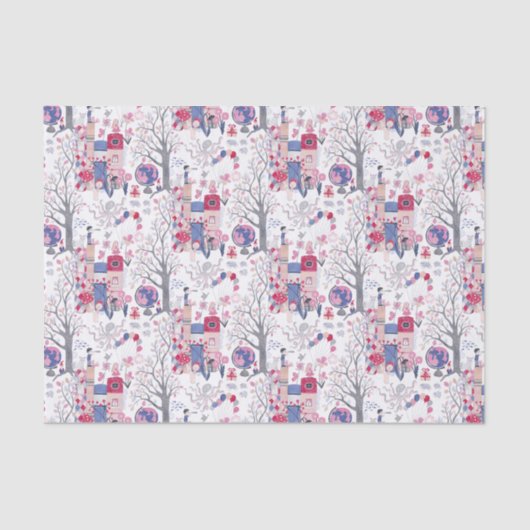 Sprookjesboeken en magische wezens wit tissuepapier (Voorkant)